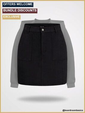 Faux Suede High Waisted A-Line Mini Skirt with Shorts Pockets Zipper